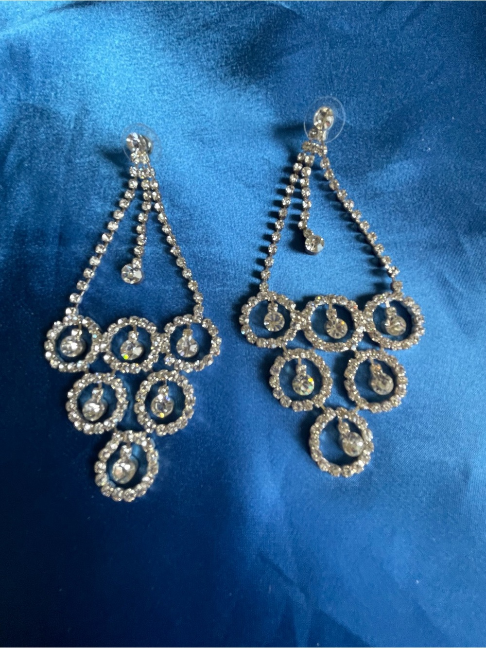 Crystal Drop Chandelier Pierced Earrings - Clear Crystal Silver-Tone 4” Drop